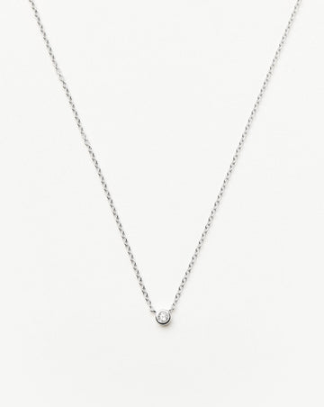 Fine Diamond Solitaire Pendant Necklace | 14ct Solid White Gold/Diamond Necklaces Missoma 