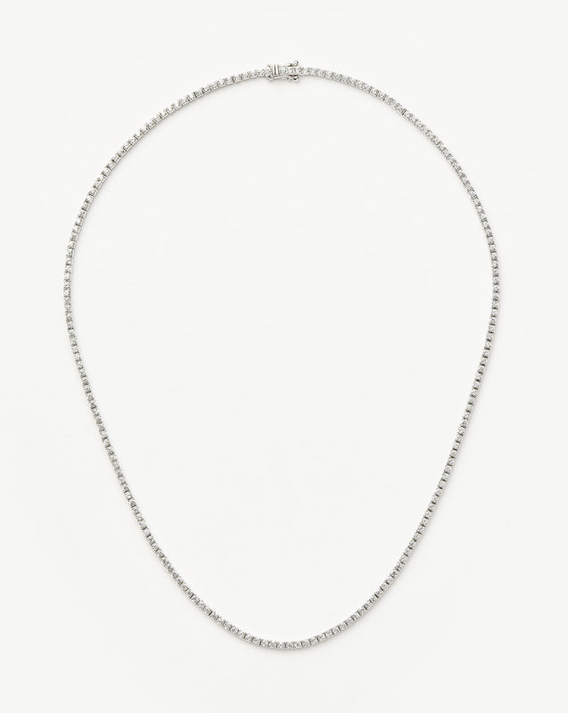Solid Gold Diamond Tennis Necklace | 14ct Solid White Gold Diamond
