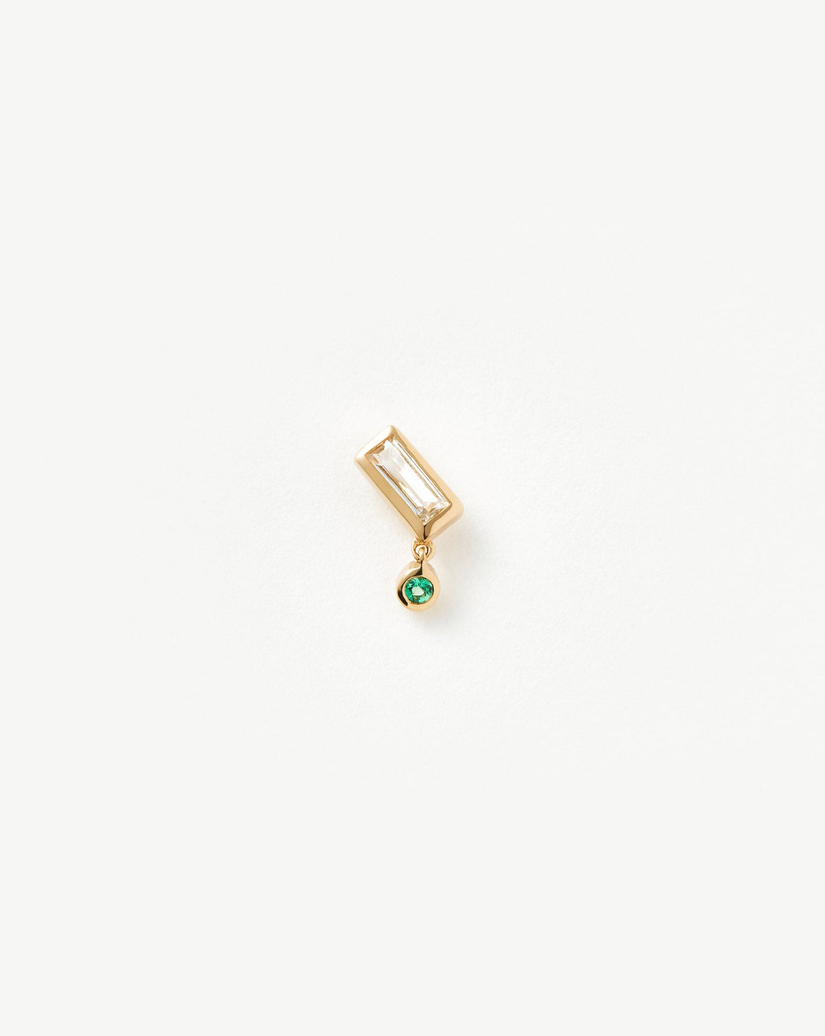 Solid Emerald Single Drop Stud Earring