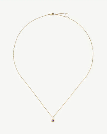 Fine February Birthstone Pendant Necklace | 14ct Solid Gold/Amethyst Necklace Missoma 