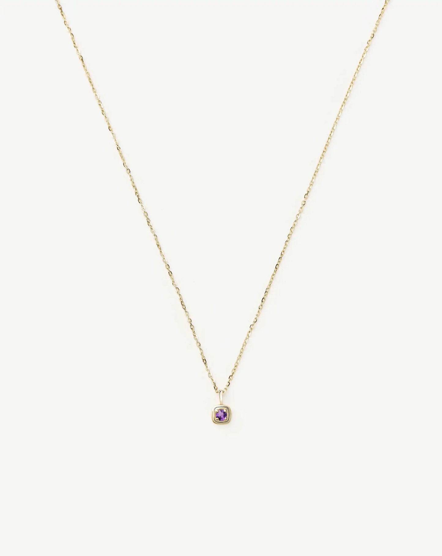Fine February Birthstone Pendant Necklace | 14ct Solid Gold/Amethyst Necklace Missoma 