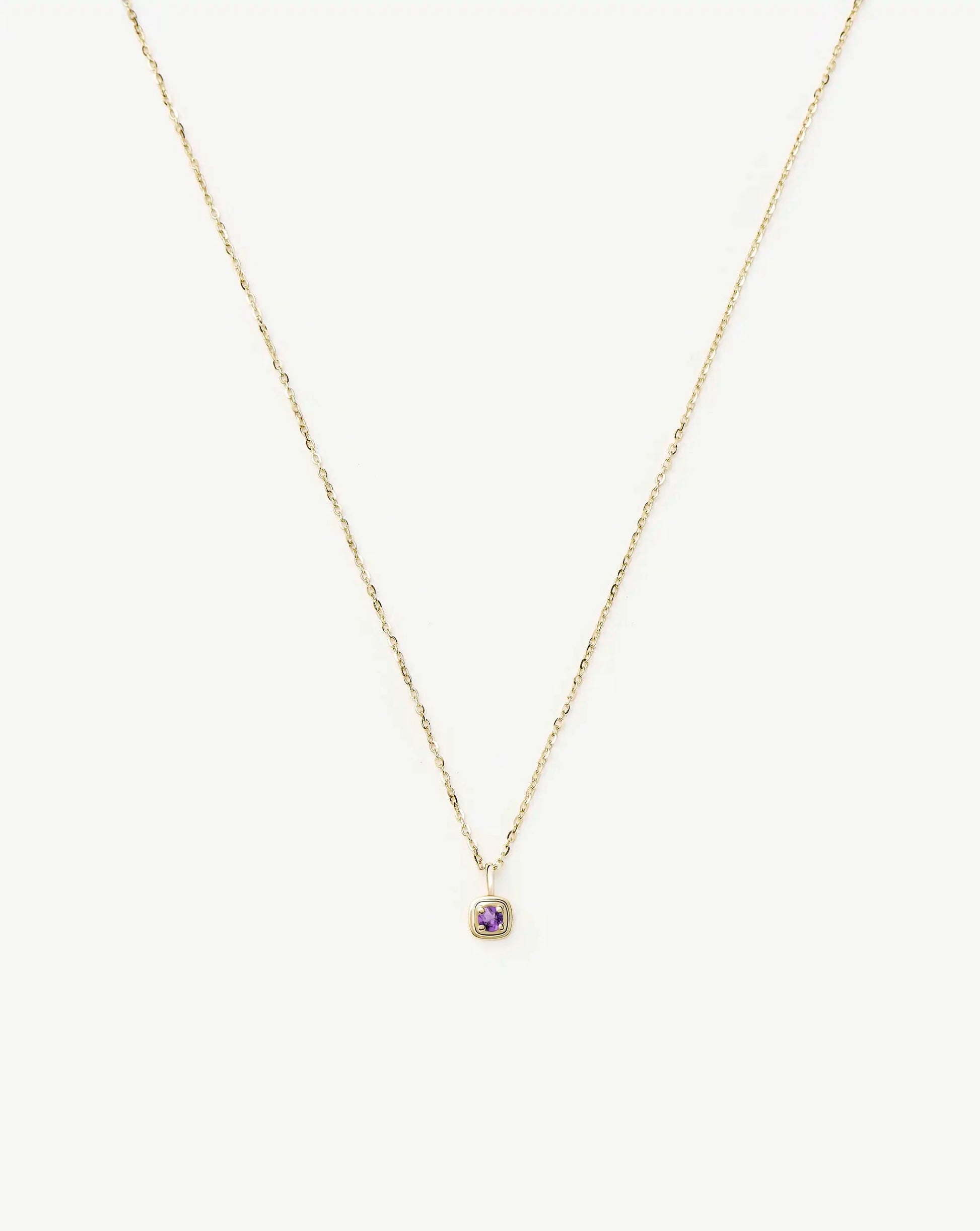 Fine February Birthstone Pendant Necklace | 14ct Solid Gold/Amethyst Necklace Missoma 