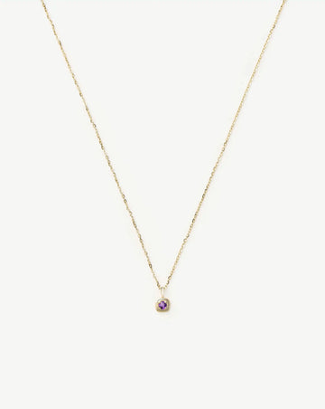 Fine February Birthstone Pendant Necklace | 14ct Solid Gold/Amethyst Necklace Missoma 