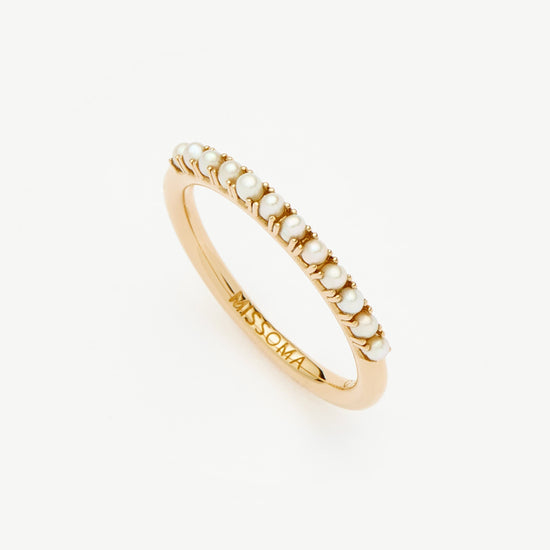 Fine Half Eternity Pearl Ring | 14ct Solid Gold/Pearl Rings Missoma 