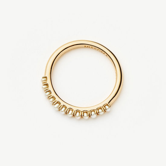 Fine Half Eternity Pearl Ring | 14ct Solid Gold/Pearl Rings Missoma 
