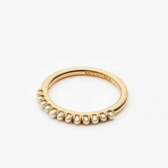 Fine Half Eternity Pearl Ring | 14ct Solid Gold/Pearl Rings Missoma 