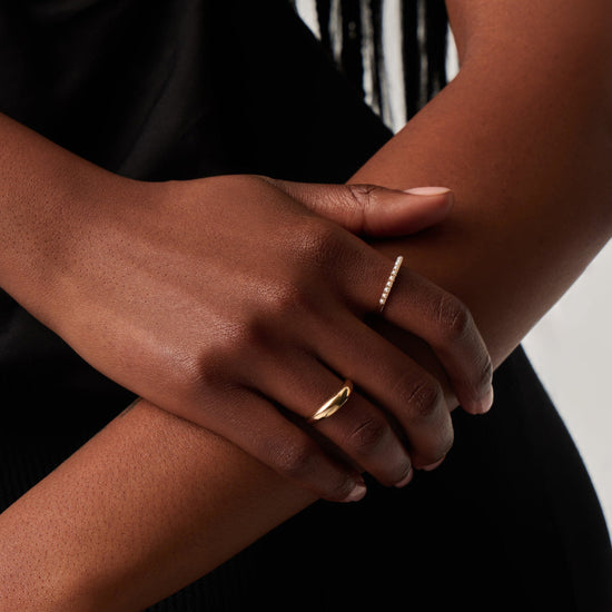 Fine Half Eternity Pearl Ring | 14ct Solid Gold/Pearl Rings Missoma 