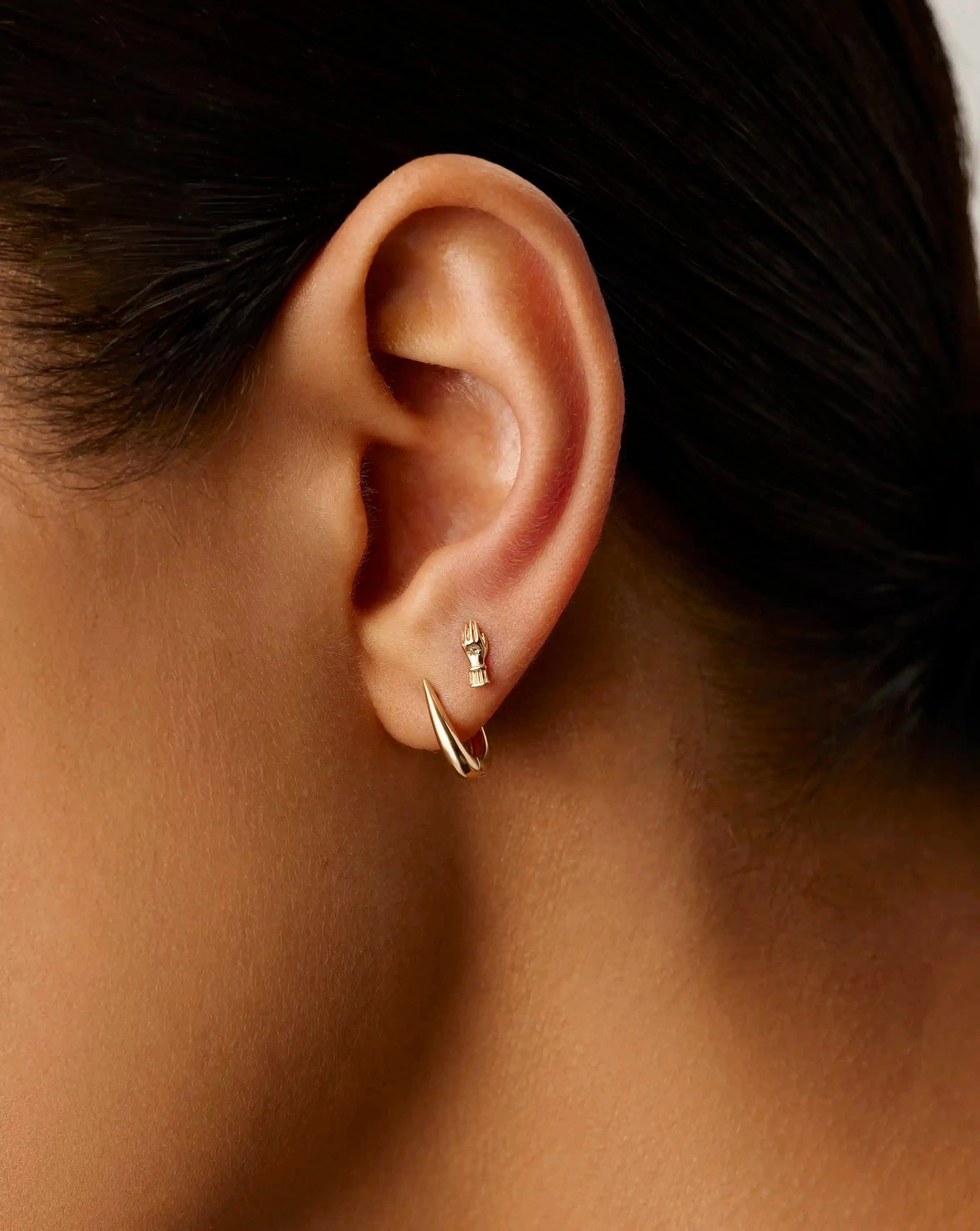 Fine Harris Reed Hand Single Stud Earring | 14ct Solid Gold/Diamond Earrings Missoma 