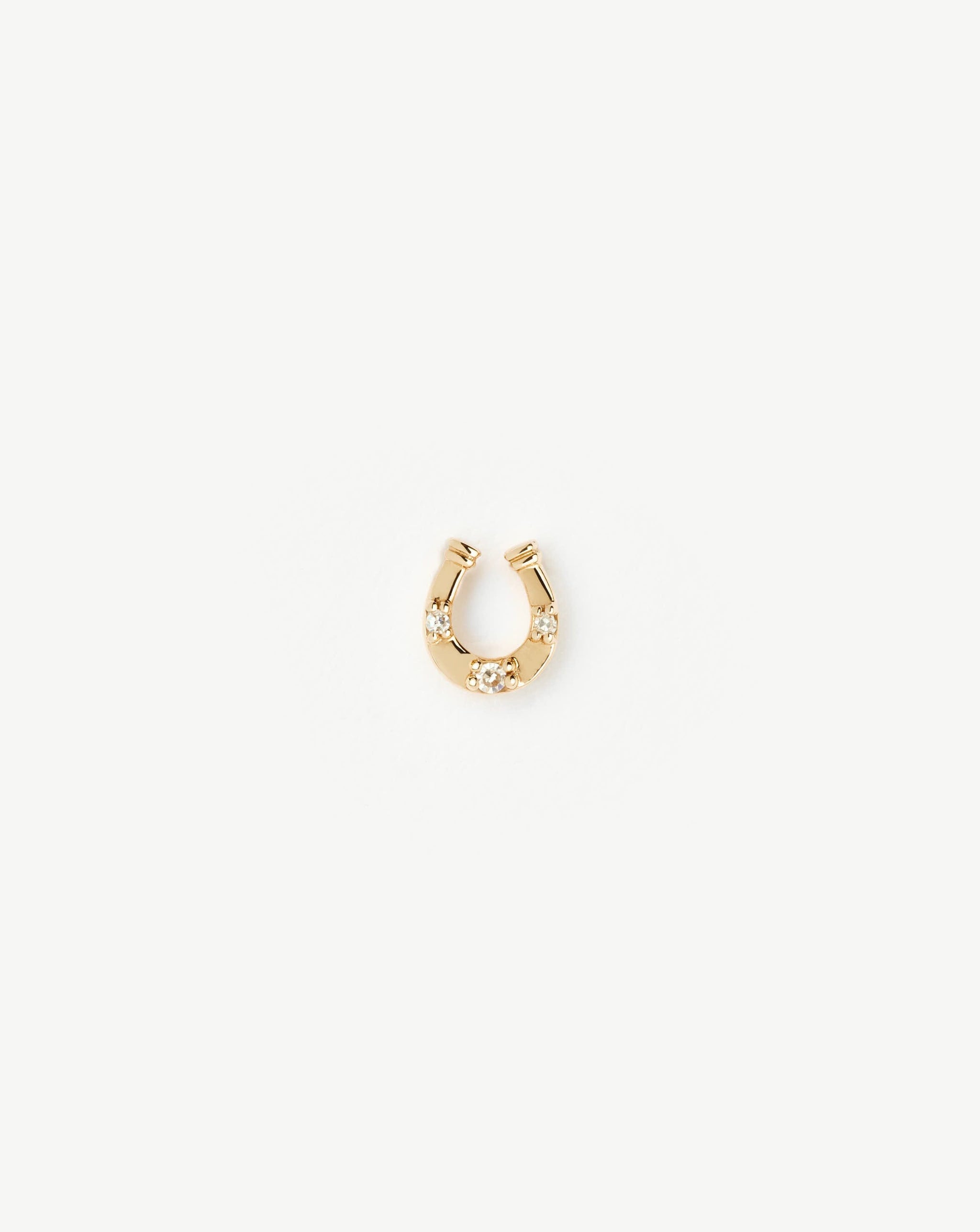 Fine Horseshoe Single Stud Earring | 14ct Solid Gold/Diamond Earrings Missoma 
