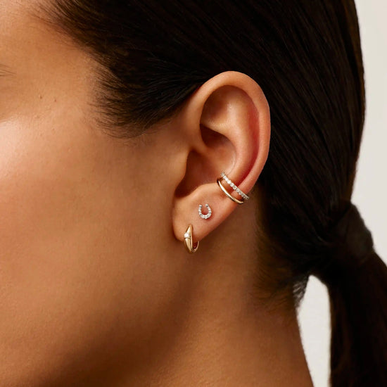 Fine Horseshoe Single Stud Earring | 14ct Solid Gold/Diamond Earrings Missoma 