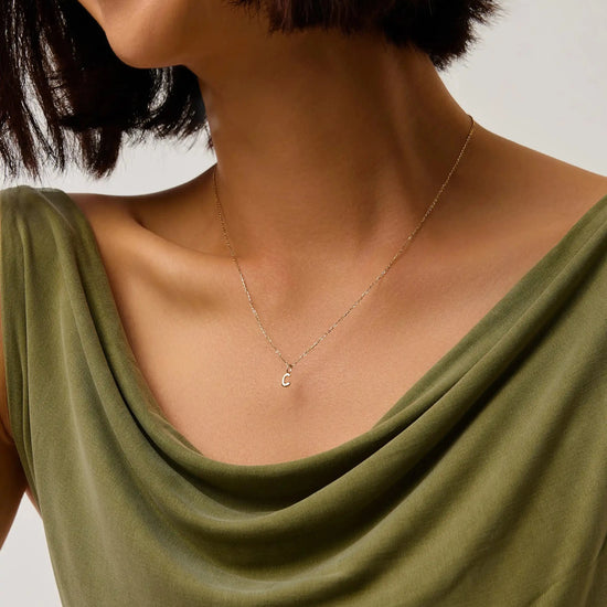 Fine Initial Mini Pendant Necklace - C | 14ct Solid Gold Necklaces Missoma 