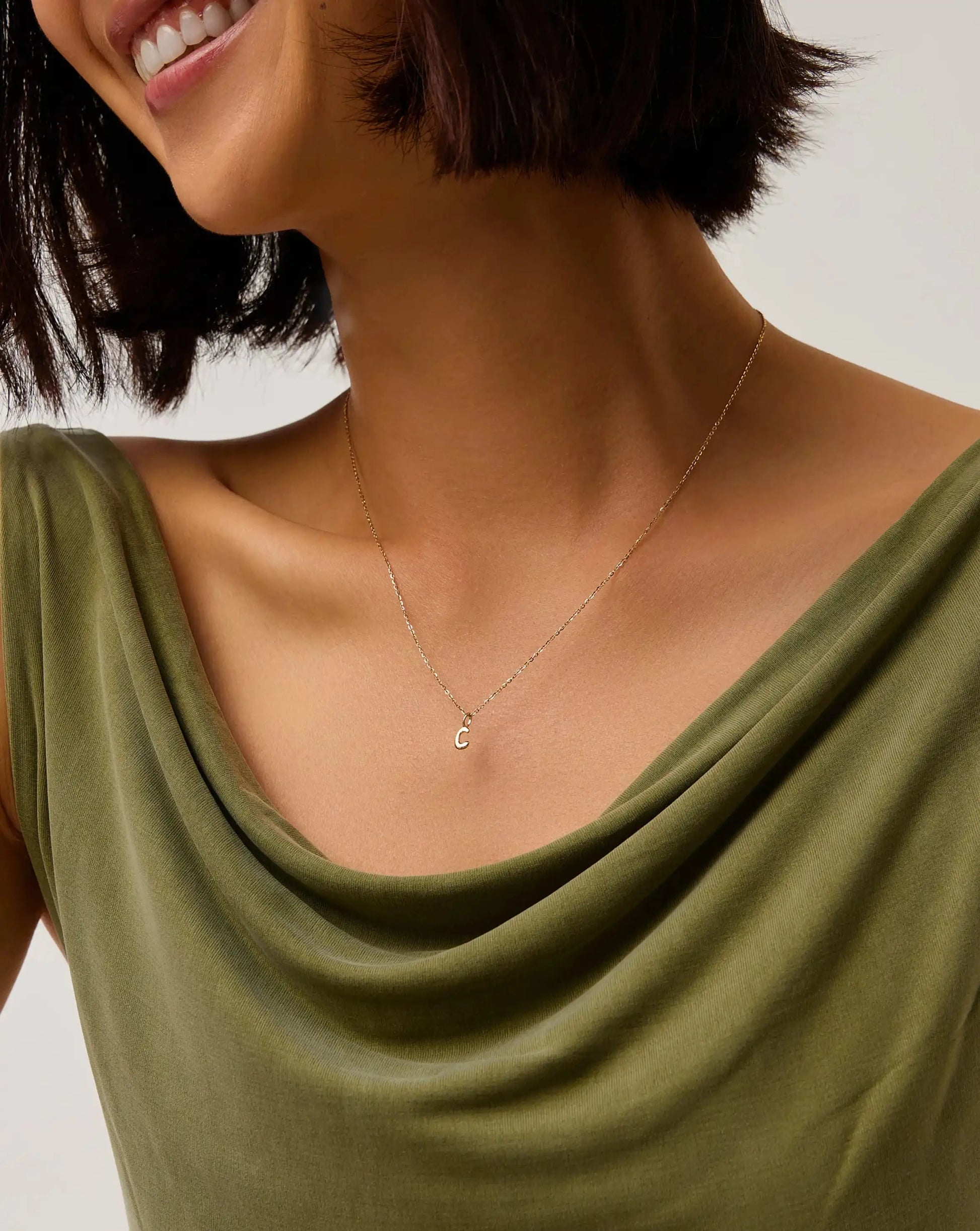 Fine Initial Mini Pendant Necklace - C | 14ct Solid Gold Necklaces Missoma 