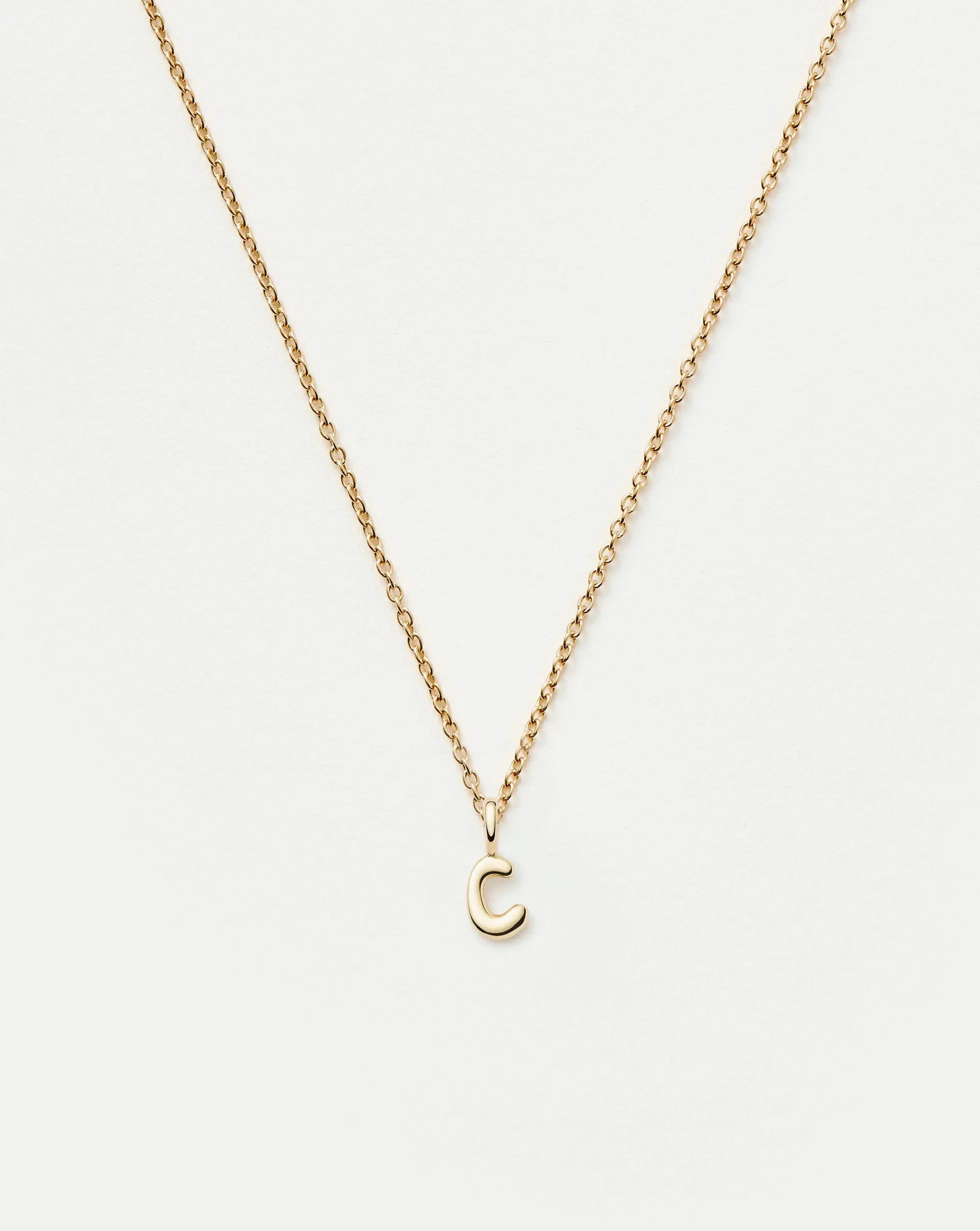 Fine Initial Mini Pendant Necklace - C | 14ct Solid Gold Necklaces Missoma 