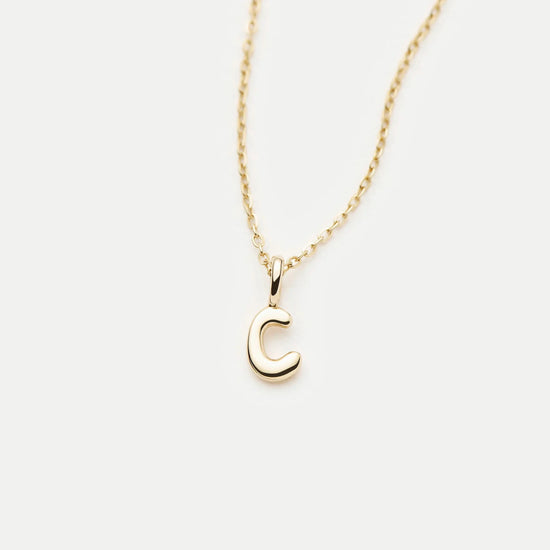 Fine Initial Mini Pendant Necklace - C | 14ct Solid Gold Necklaces Missoma 