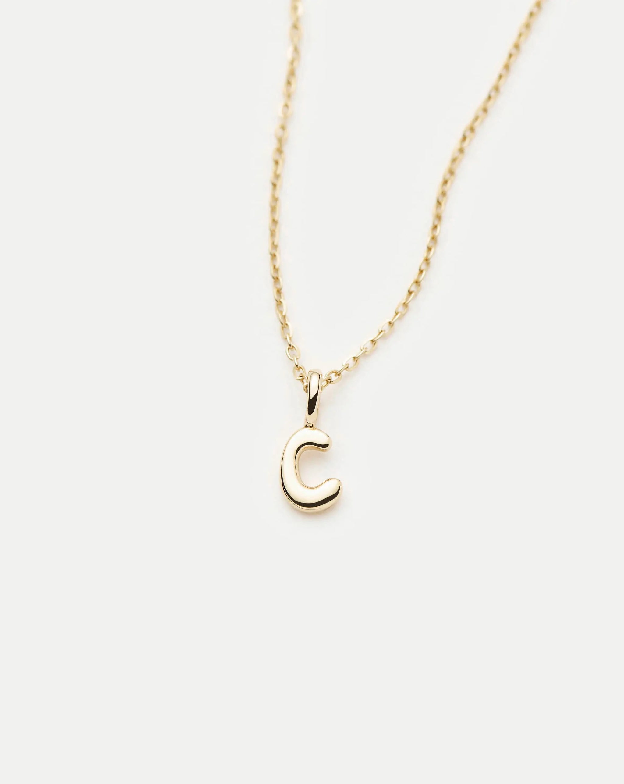 Fine Initial Mini Pendant Necklace - C | 14ct Solid Gold Necklaces Missoma 