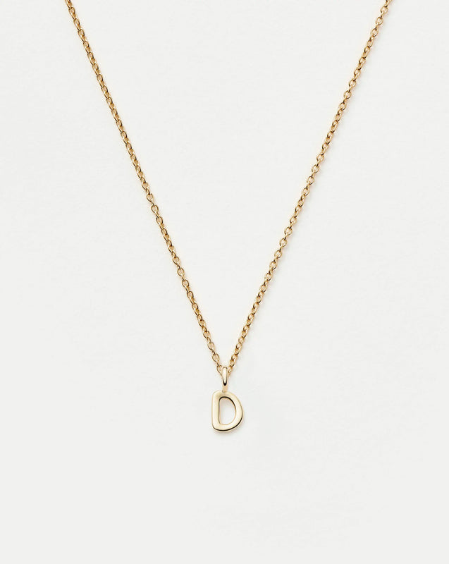Solid Gold Initial Mini Pendant Necklace - D | 14ct Solid Gold