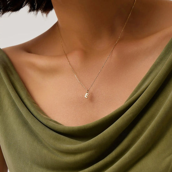 Fine Initial Mini Pendant Necklace - E | 14ct Solid Gold Necklaces Missoma 