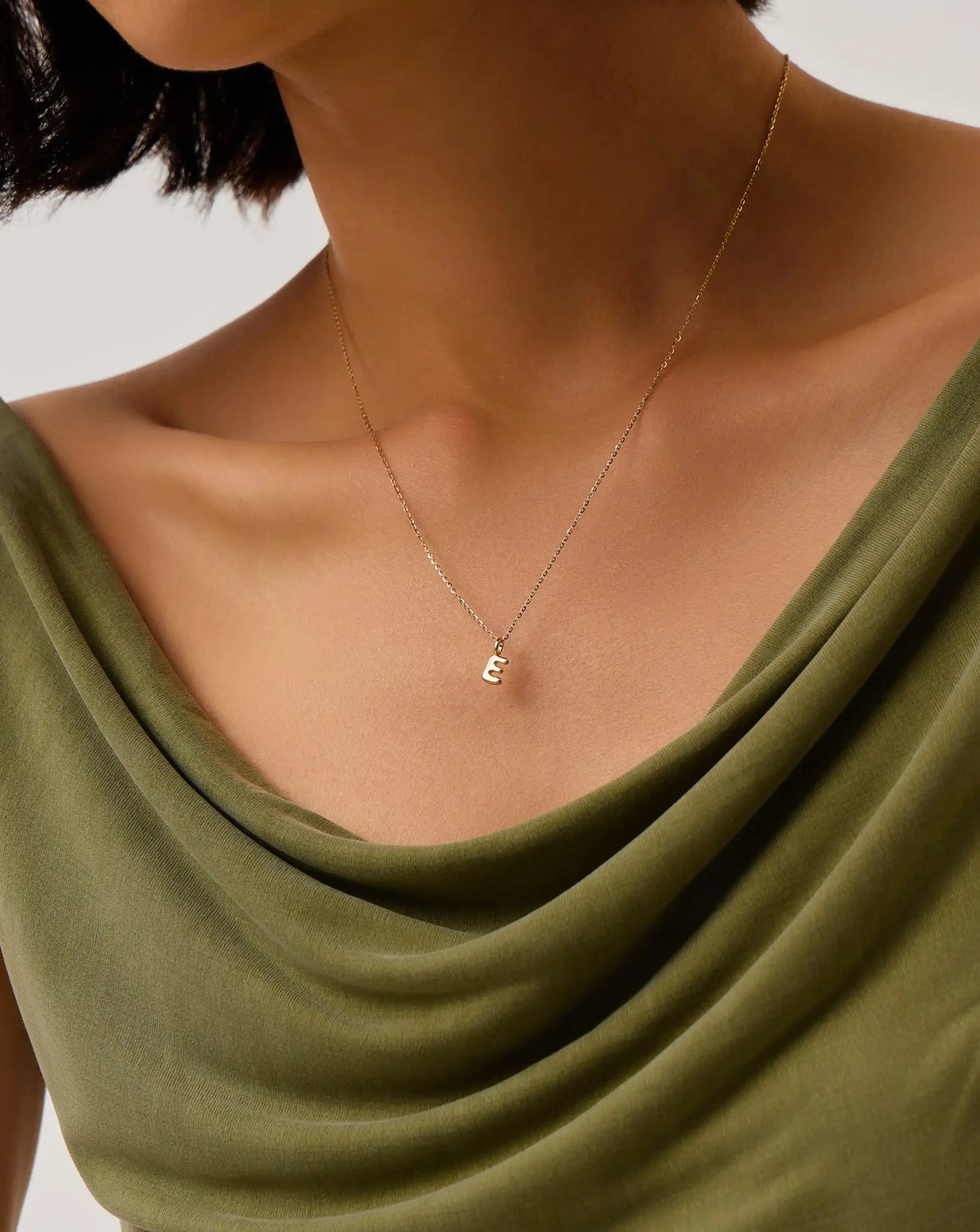 Fine Initial Mini Pendant Necklace - E | 14ct Solid Gold Necklaces Missoma 