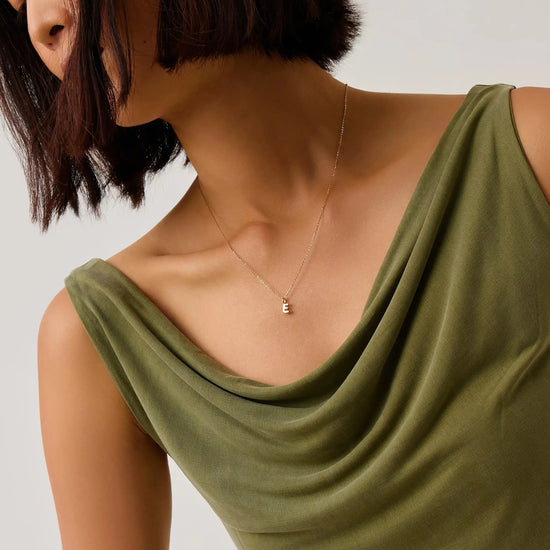 Fine Initial Mini Pendant Necklace - E | 14ct Solid Gold Necklaces Missoma 