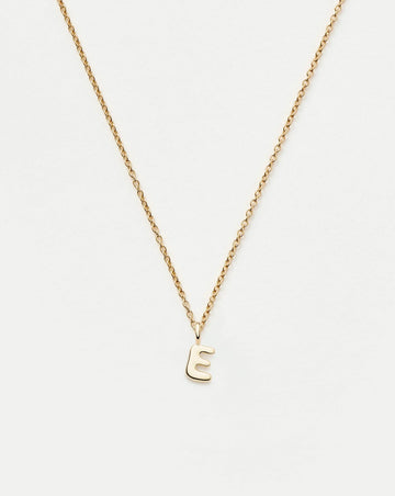 Fine Initial Mini Pendant Necklace - E | 14ct Solid Gold Necklaces Missoma 