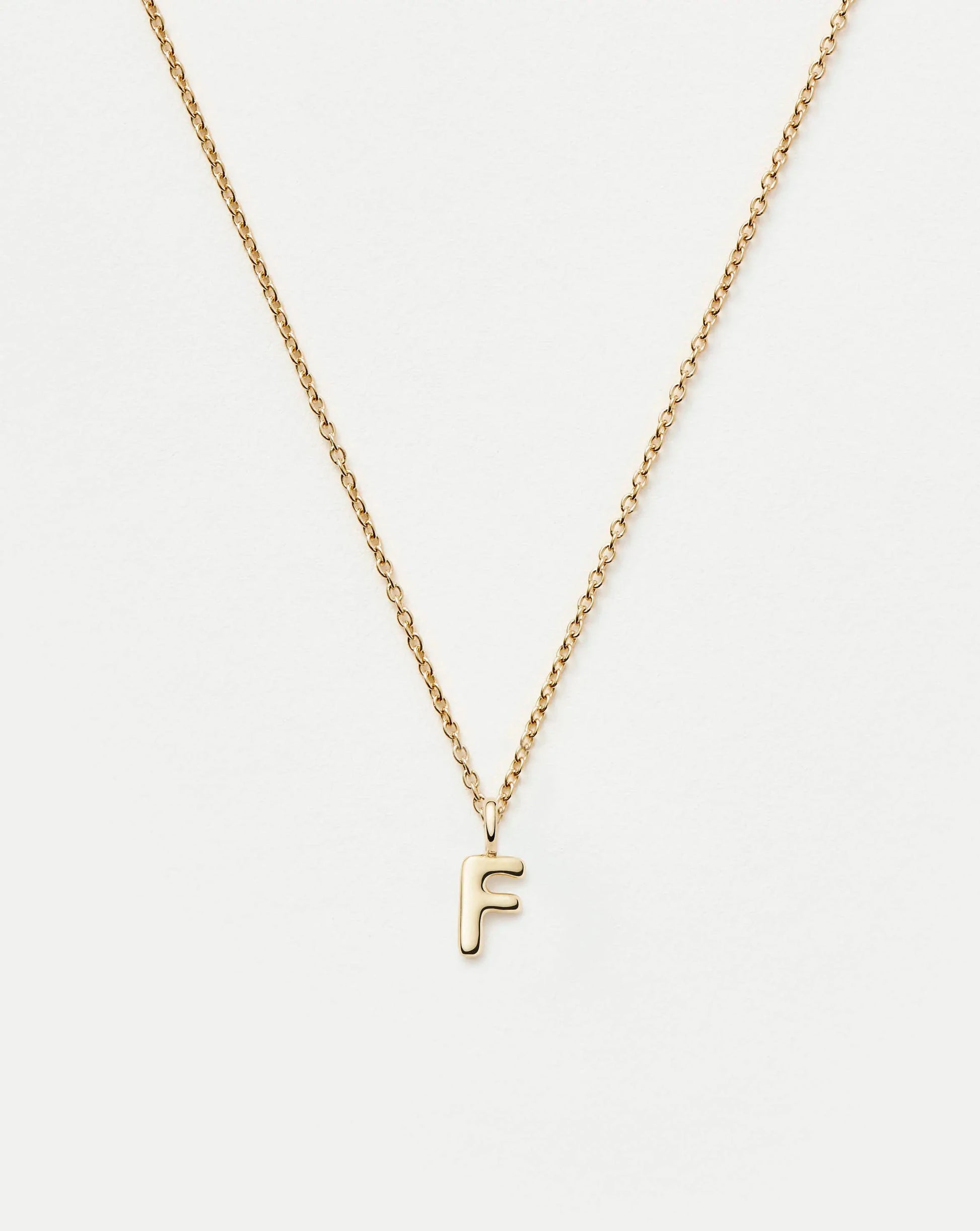 Fine Initial Mini Pendant Necklace - F | 14ct Solid Gold Necklaces Missoma 