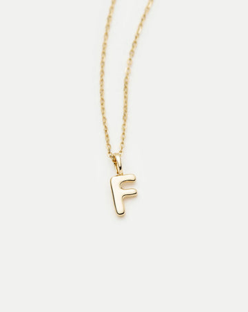 Fine Initial Mini Pendant Necklace - F | 14ct Solid Gold Necklaces Missoma 