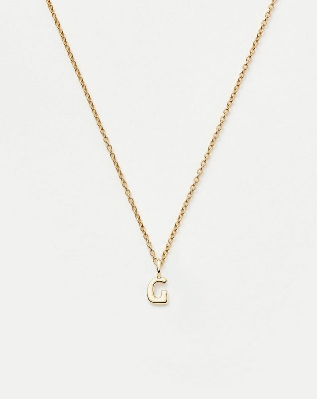 Solid Gold Initial Mini Pendant Necklace - G | 14ct Solid Gold
