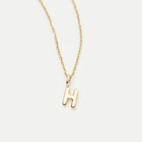 Fine Initial Mini Pendant Necklace - H | 14ct Solid Gold Necklaces Missoma 