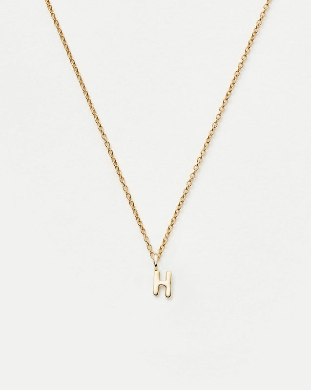 Solid Gold Initial Mini Pendant Necklace - H | 14ct Solid Gold