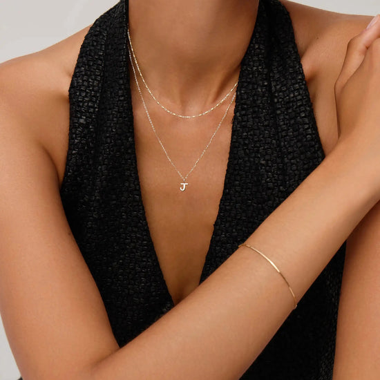 Fine Initial Mini Pendant Necklace - J | 14ct Solid Gold Necklaces Missoma 