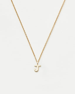 Fine Initial Mini Pendant Necklace - J | 14ct Solid Gold