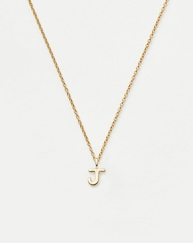 Solid Gold Initial Mini Pendant Necklace - J | 14ct Solid Gold