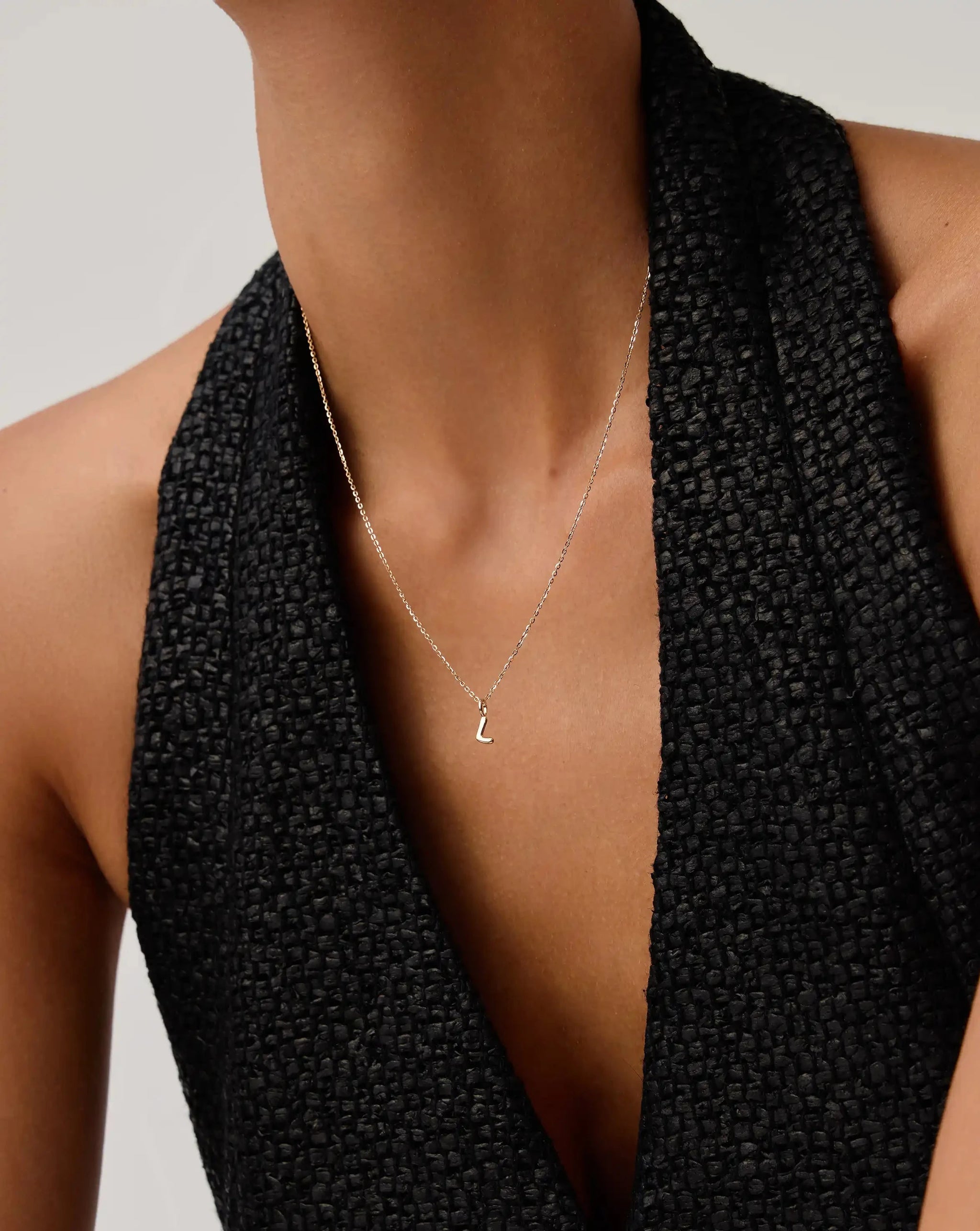 Fine Initial Mini Pendant Necklace - L | 14ct Solid Gold Necklaces Missoma 
