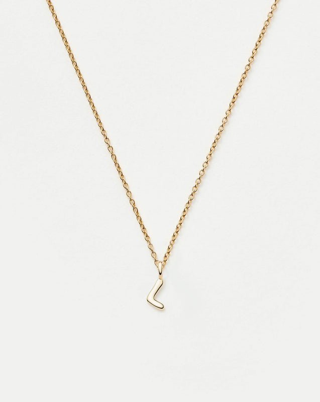 Solid Gold Initial Mini Pendant Necklace - L | 14ct Solid Gold