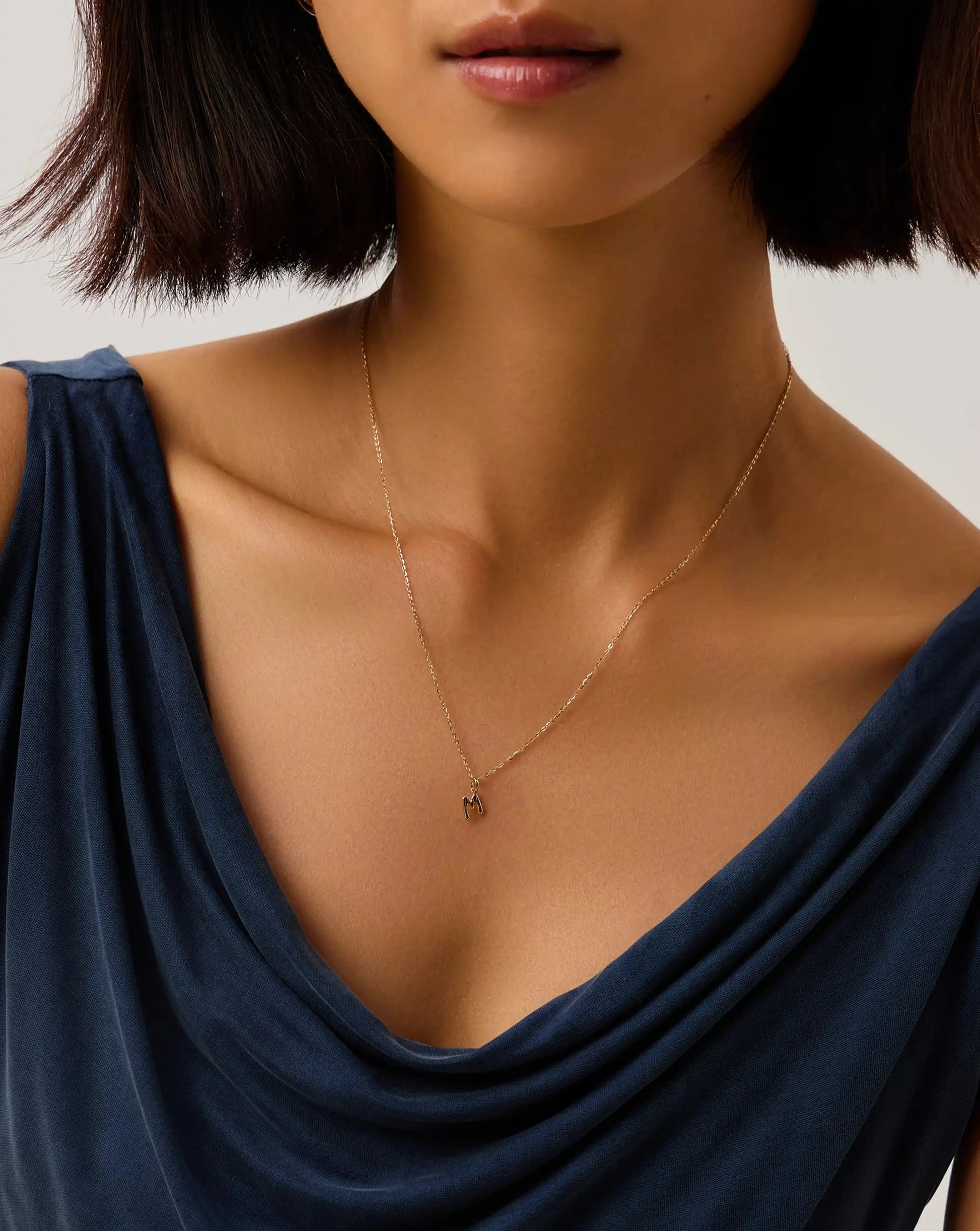 Fine Initial Mini Pendant Necklace - M | 14ct Solid Gold Necklaces Missoma 
