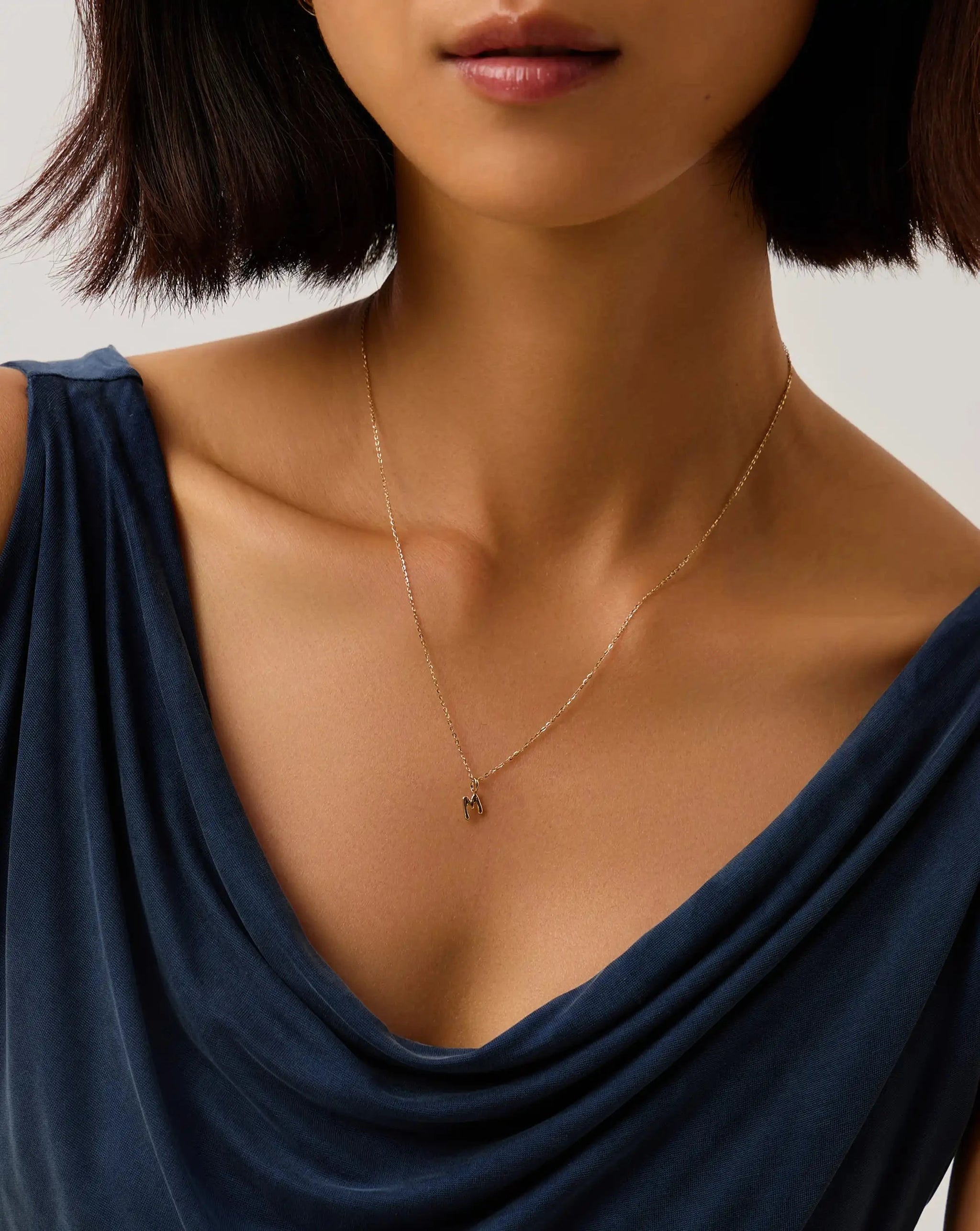Fine Initial Mini Pendant Necklace - M | 14ct Solid Gold Necklaces Missoma 