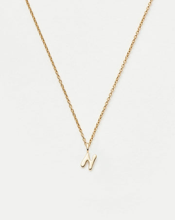 Fine Initial Mini Pendant Necklace - N | 14ct Solid Gold Necklaces Missoma 
