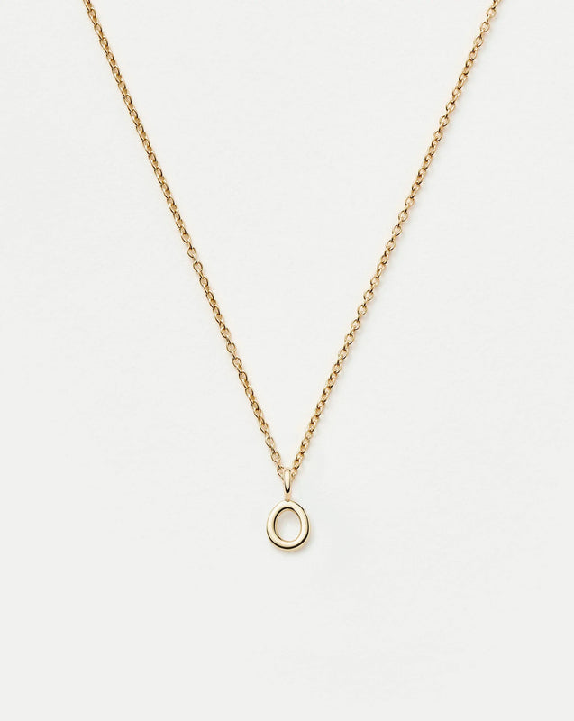 Solid Gold Initial Mini Pendant Necklace - O | 14ct Solid Gold