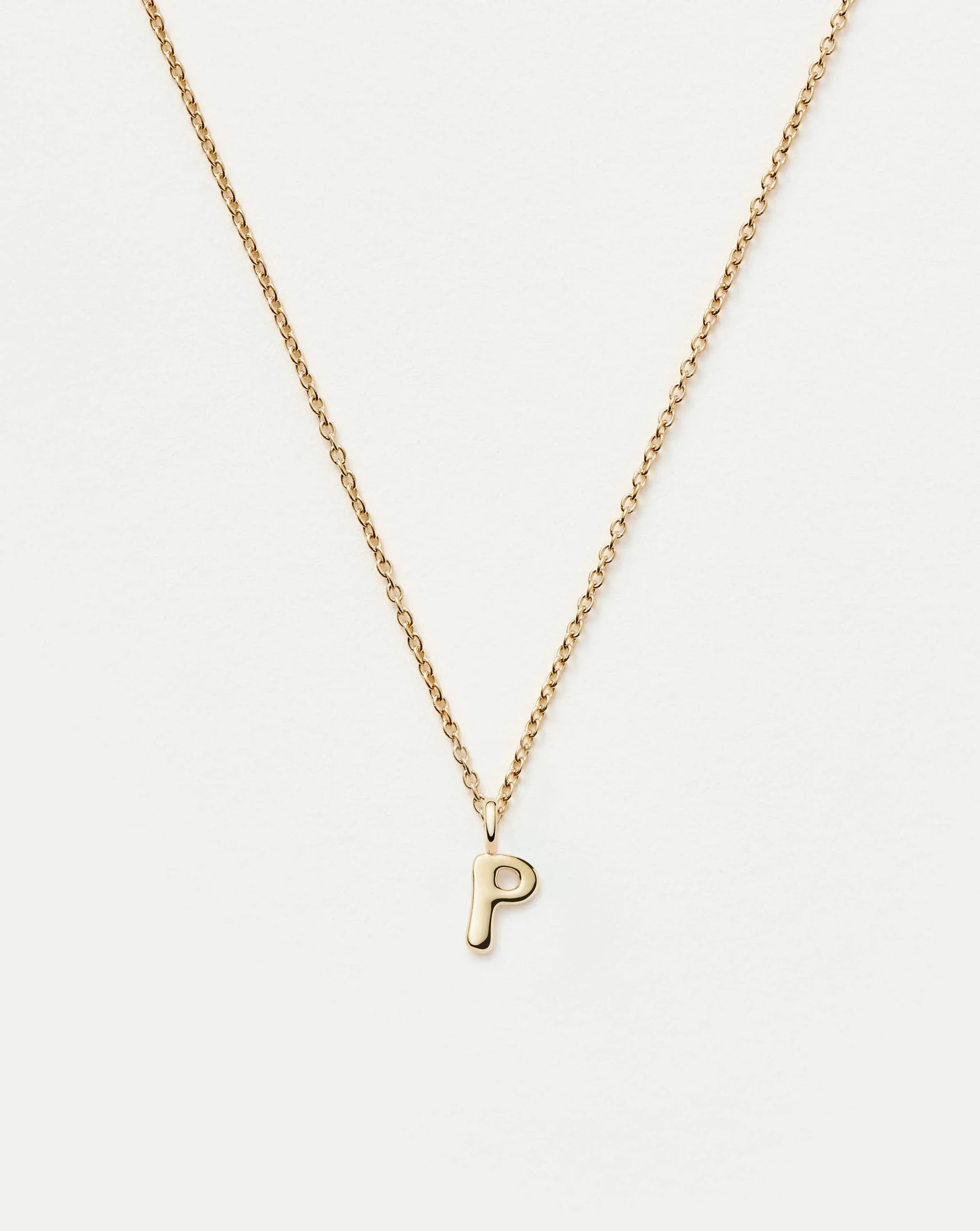 Fine Initial Mini Pendant Necklace - P | 14ct Solid Gold Necklaces Missoma 