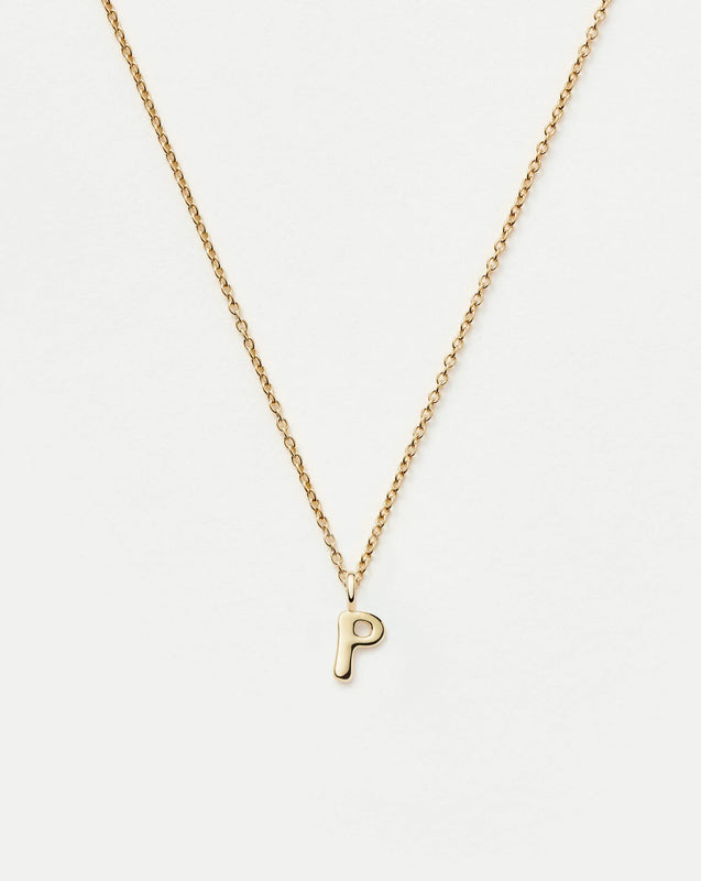 Solid Gold Initial Mini Pendant Necklace - P | 14ct Solid Gold