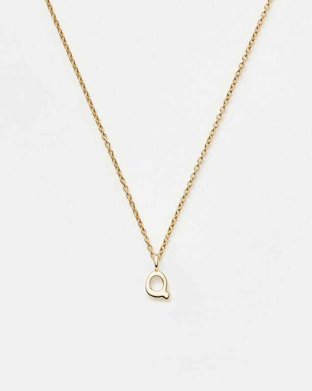 Solid Gold Initial Mini Pendant Necklace - Q | 14ct Solid Gold