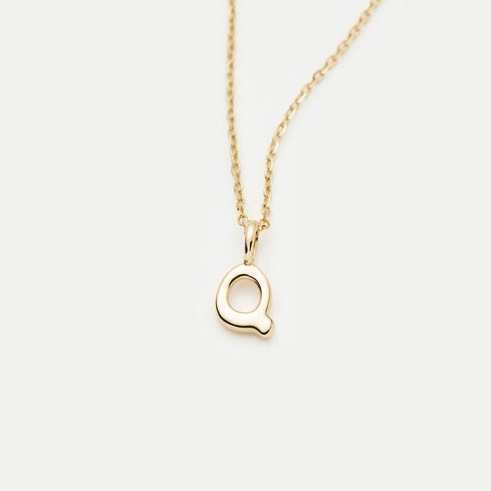 Fine Initial Mini Pendant Necklace - Q | 14ct Solid Gold Necklaces Missoma 