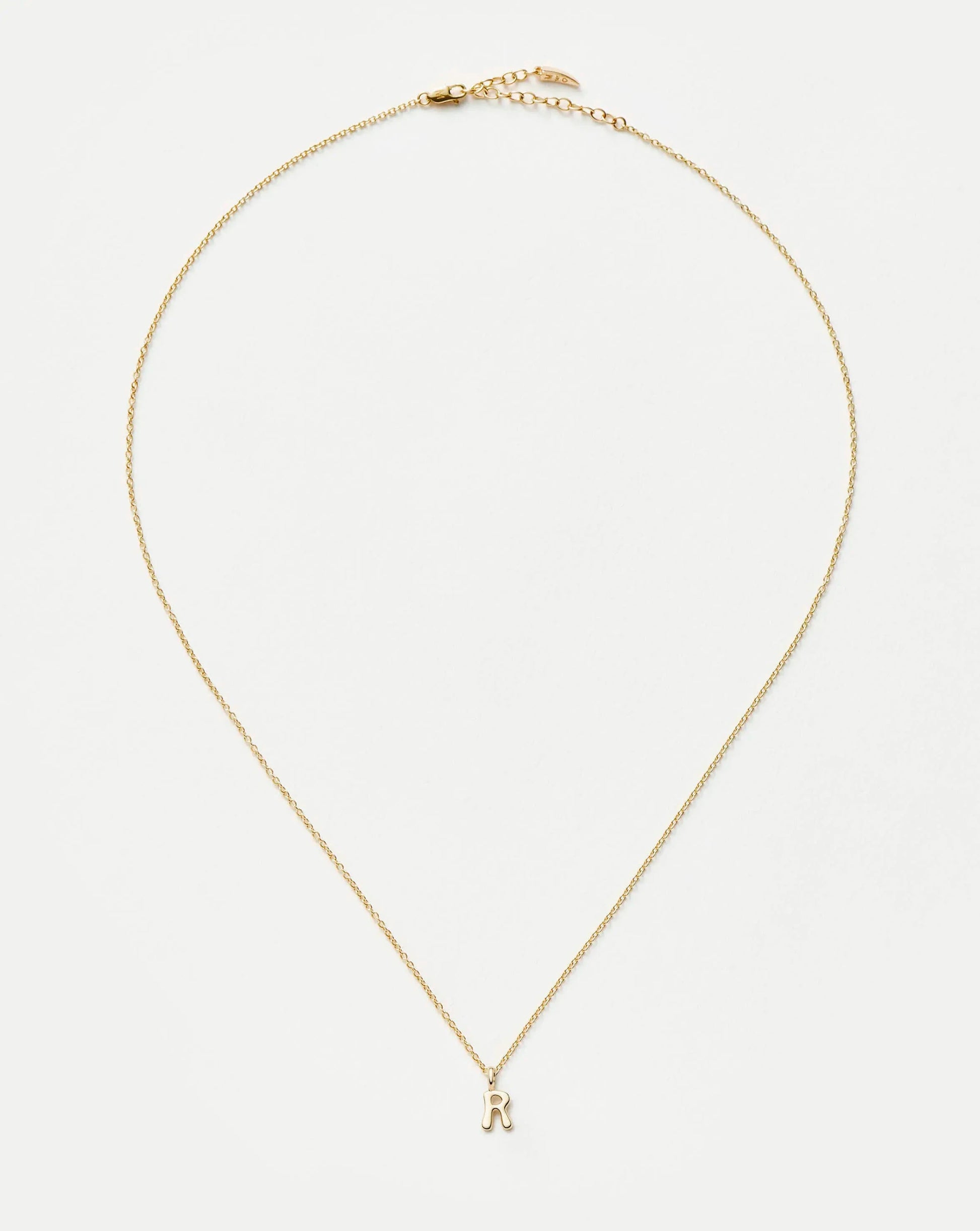 Fine Initial Mini Pendant Necklace - R | 14ct Solid Gold Necklaces Missoma 