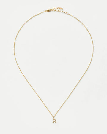 Fine Initial Mini Pendant Necklace - R | 14ct Solid Gold Necklaces Missoma 