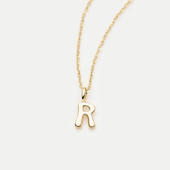 Fine Initial Mini Pendant Necklace - R | 14ct Solid Gold Necklaces Missoma 
