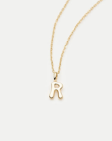 Fine Initial Mini Pendant Necklace - R | 14ct Solid Gold Necklaces Missoma 