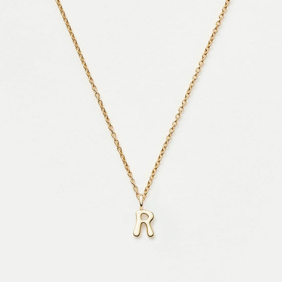 Fine Initial Mini Pendant Necklace - R | 14ct Solid Gold Necklaces Missoma 