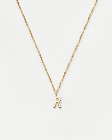 Fine Initial Mini Pendant Necklace - R | 14ct Solid Gold Necklaces Missoma 