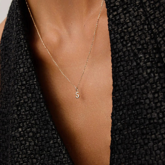 Fine Initial Mini Pendant Necklace - S | 14ct Solid Gold Necklaces Missoma 