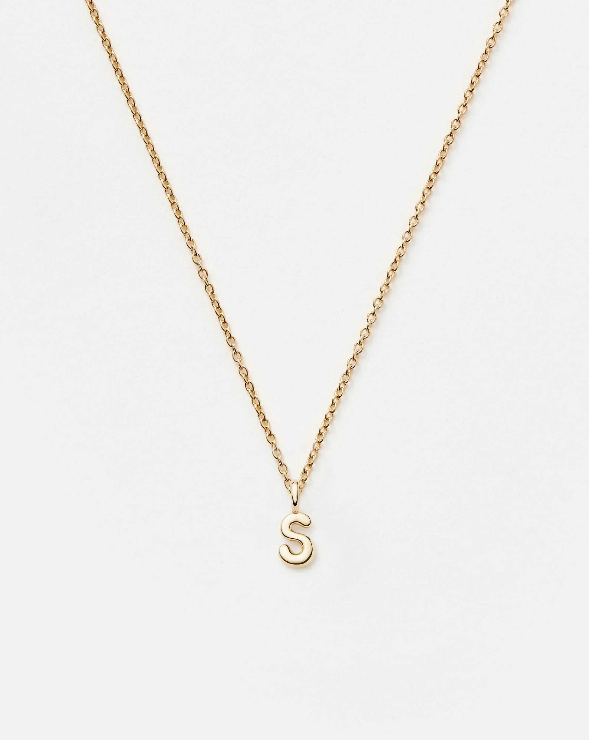 Fine Initial Mini Pendant Necklace - S | 14ct Solid Gold Necklaces Missoma 